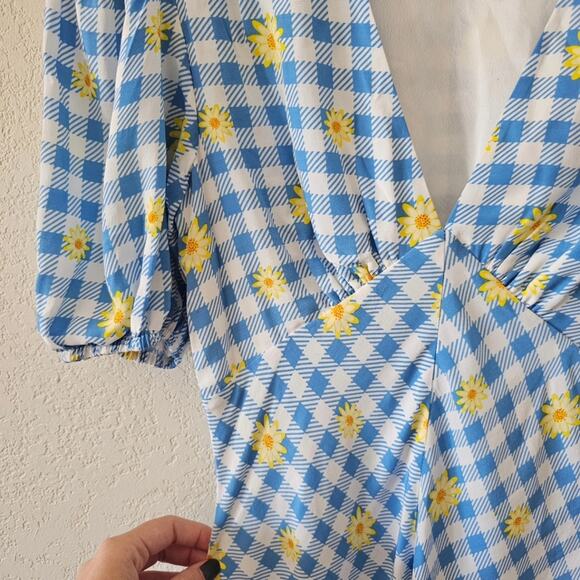 Staud Gingham Daisy Mini Dress - Picture 4 of 8